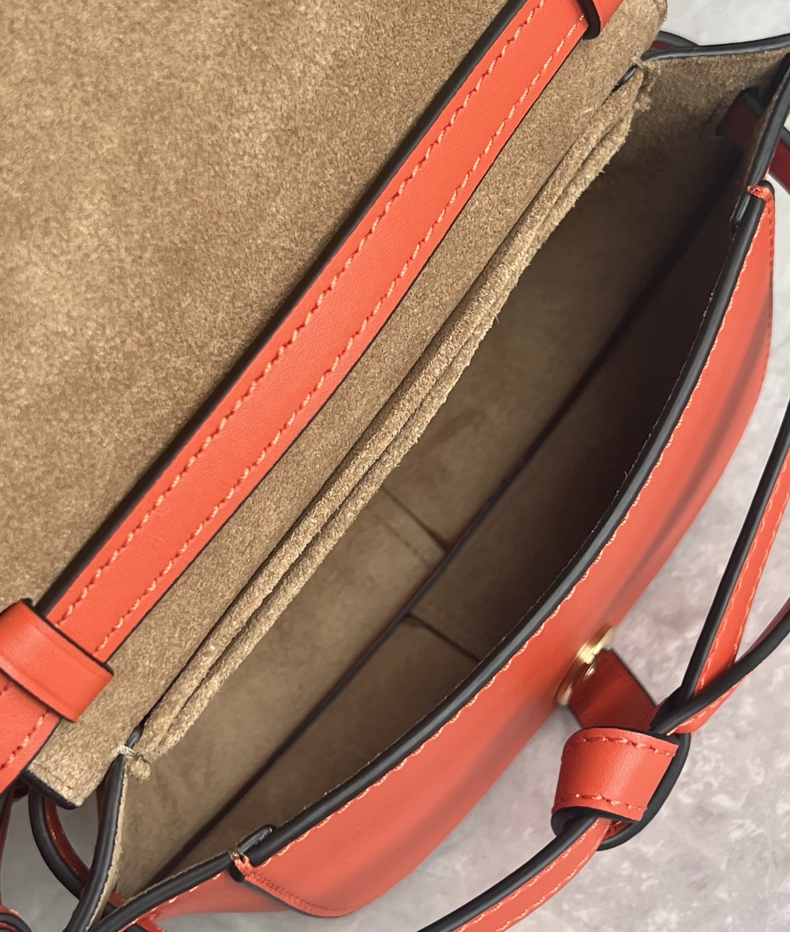 Loewe Mini Gate Dual Bag in Soft Calfskin and Jacquard Orange